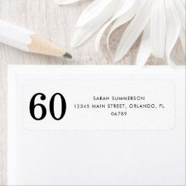 Black White Sixty 60th Birthday Party Address ラベル