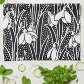 Black & White Snowdrop Pattern  キッチンタオル (折り畳み)