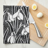 Black & White Snowdrop Pattern  キッチンタオル (四つ折り)