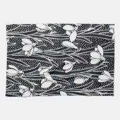 Black & White Snowdrop Pattern  キッチンタオル (横)