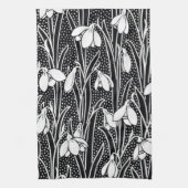 Black & White Snowdrop Pattern  キッチンタオル (縦)