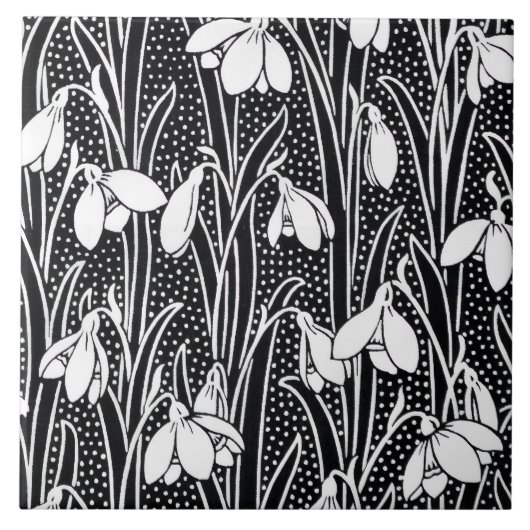 Black & White Snowdrop Pattern  タイル (正面)