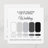 Black White Soft Gray Winter Wedding Palette Card 招待状 (正面/裏面)