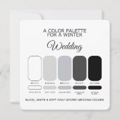 Black White Soft Gray Winter Wedding Palette Card 招待状 (正面)