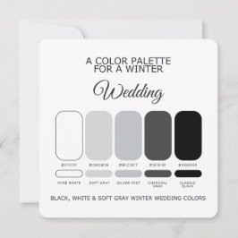 Black White Soft Gray Winter Wedding Palette Card 招待状