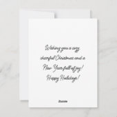 Black & White Spaniel Santa Hat Xmas Art シーズンカード (裏面)