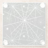 Black White Spider Web Pattern Gothic Spooky ガラスコースター (裏面)