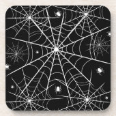 Black White Spider Web Pattern Spooky Gothic コースター (正面)