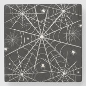 Black White Spider Web Pattern Spooky Gothic ストーンコースター (正面)
