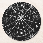 Black White Spider Web Pattern Spooky Gothic ラウンドペーパーコースター (正面)