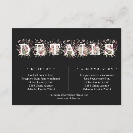 Black & White Spring Floral Details Enclosure Card エンクロージャーカード (正面)