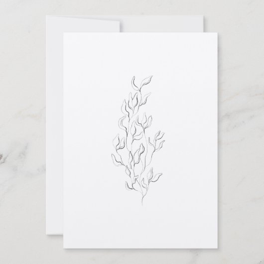 Black & White Spring Leaves Floral Bridal Shower 招待状 (裏面)