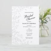 Black & White Spring Leaves Floral Bridal Shower 招待状 (スタンド正面)