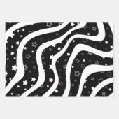 Black &White Stars On Lines Elegant  Design ラッピングペーパーシート (正面3)
