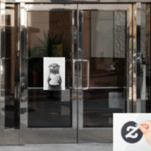 Black&White Stoic Otter Holding Toilet Paper Roll ウィンドウサイン (オフィスドア)