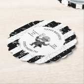 Black White  Stripe Psychology Freud CartoON ペーパーコースター (アングル)