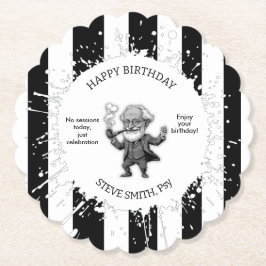 Black White  Stripe Psychology Freud CartoON ペーパーコースター