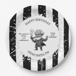 Black White Stripe Psychology Freud CARTOON ペーパープレート