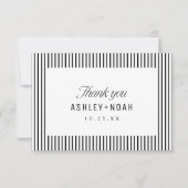 Black & White Striped Elegance Classy Wedding サンキューカード (正面)