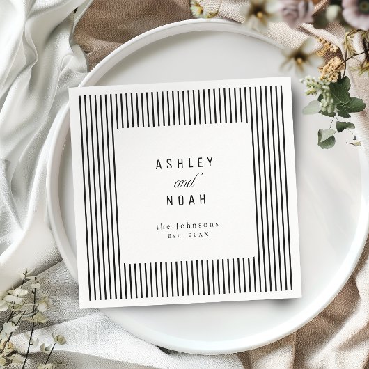 Black & White Striped Elegance Classy Wedding スタンダードカクテルナプキン