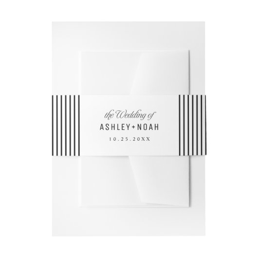 Black & White Striped Elegance Classy Wedding 招待状ベリーバンド (正面例)