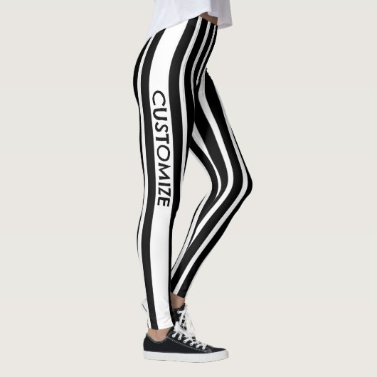 Black & White Striped Leggings w/ Custum Text レギンス (右)