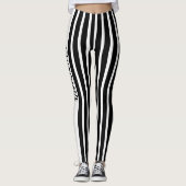 Black & White Striped Leggings w/ Custum Text レギンス (正面)