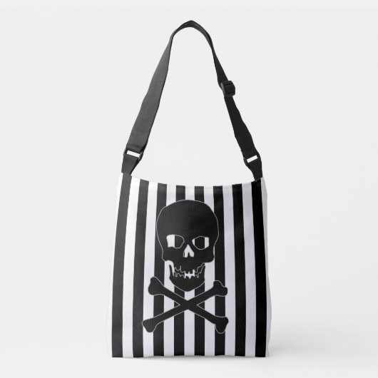 black & white striped skull bag クロスボディバッグ (正面)