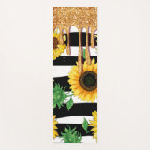Black & White Striped Yoga Mat with Sunflowers  ヨガマット (正面)