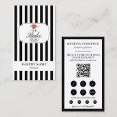 Black White Stripes Bakery Logo Loyalty Punch 名刺 (正面/裏面)