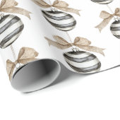 Black White Stripes Ornament Christmas ラッピングペーパー (ロールコーナー)