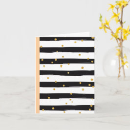 Black White Stripes with Gold Confetti Pattern カード