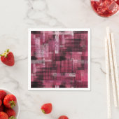 Black, white strokes and stripes on burgundy. スタンダードカクテルナプキン (インサイチュ)