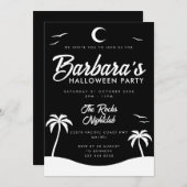 Black White Summer Night Beach Halloween Party 招待状 (正面/裏面)