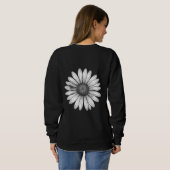 Black & White Sunflower Bloom Hoodie スウェットシャツ (裏面フル)
