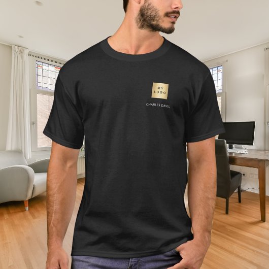 Black white team name logo business tシャツ