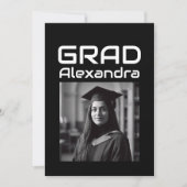 Black White Tech Graduation Party Photo 招待状 (正面)