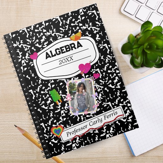 Black White Teen Collage Custom Photo Notebook ノートブック