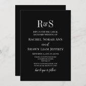 Black & White Text Monogram Backyard Wedding 招待状 (正面/裏面)