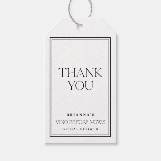 Black & White Thank You Vino Before Vows ギフトタグ (正面)
