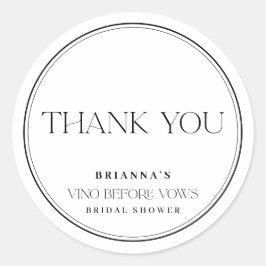 Black & White Thank You Vino Before Vows ラウンドシール