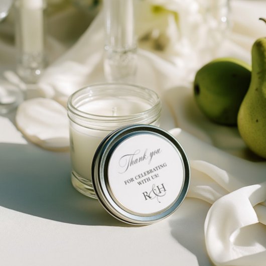 Black & White Thank You Wedding Favor Sticker ラウンドシール