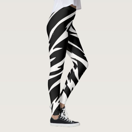 Black White Tiger Leggings - Animal Print Yoga Pan レギンス (右)