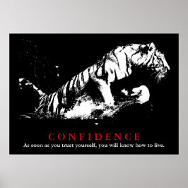Black White Tiger Pop Art Confidence Quote ポスター
