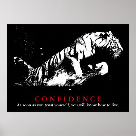 Black White Tiger Pop Art Confidence Quote ポスター (正面)