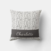 Black White Toile Floral Custom Name クッション (裏面)