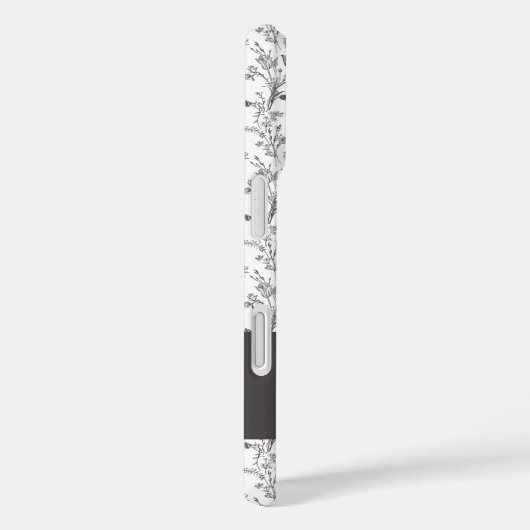 Black White Toile Floral Custom Name Case-Mate iPhoneケース (裏面 / 右)