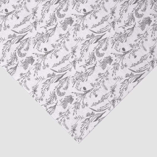 Black White Toile Floral Elegant Chic 薄葉紙 (詳細)