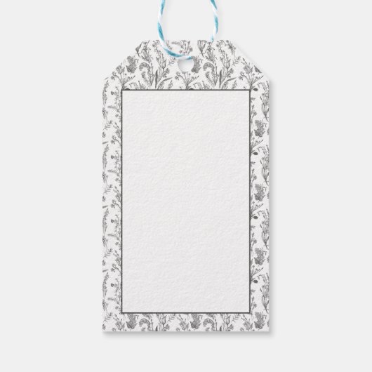 Black White Toile Floral Gift ギフトタグ (裏面)