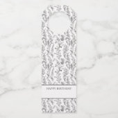 Black White Toile Floral Gift ボトルネックタグ (正面)